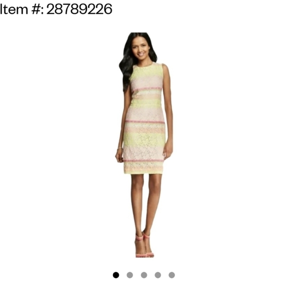 Ann Taylor Multi Horizon Lace stripe sheath dress, size 12 petite,EUC Pastel - Picture 1 of 5